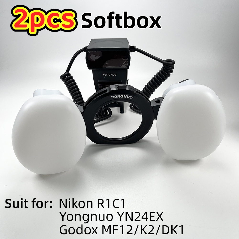 Pop Up Flash Diffuser - 2 adet Softbox Çift Başlı Flaş